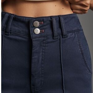 Pilcro Navy High-Rise Trousers - petite